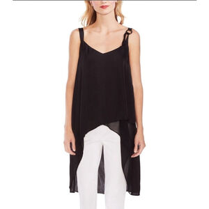 Vince Camuto Black Asymmetrical Tank Tunic Top with Ring Strap – Size S